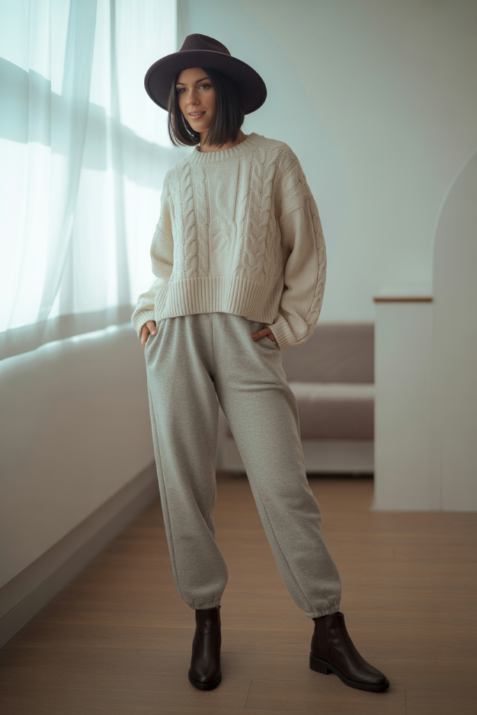 Sweatpants With Chunky Knit Sweater