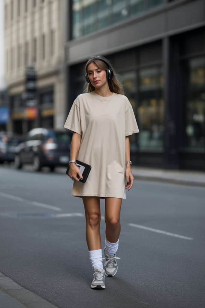 T-Shirt Dress + High Socks