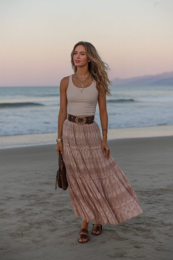 Tiered Skirt + Fitted Tank + Jewelry