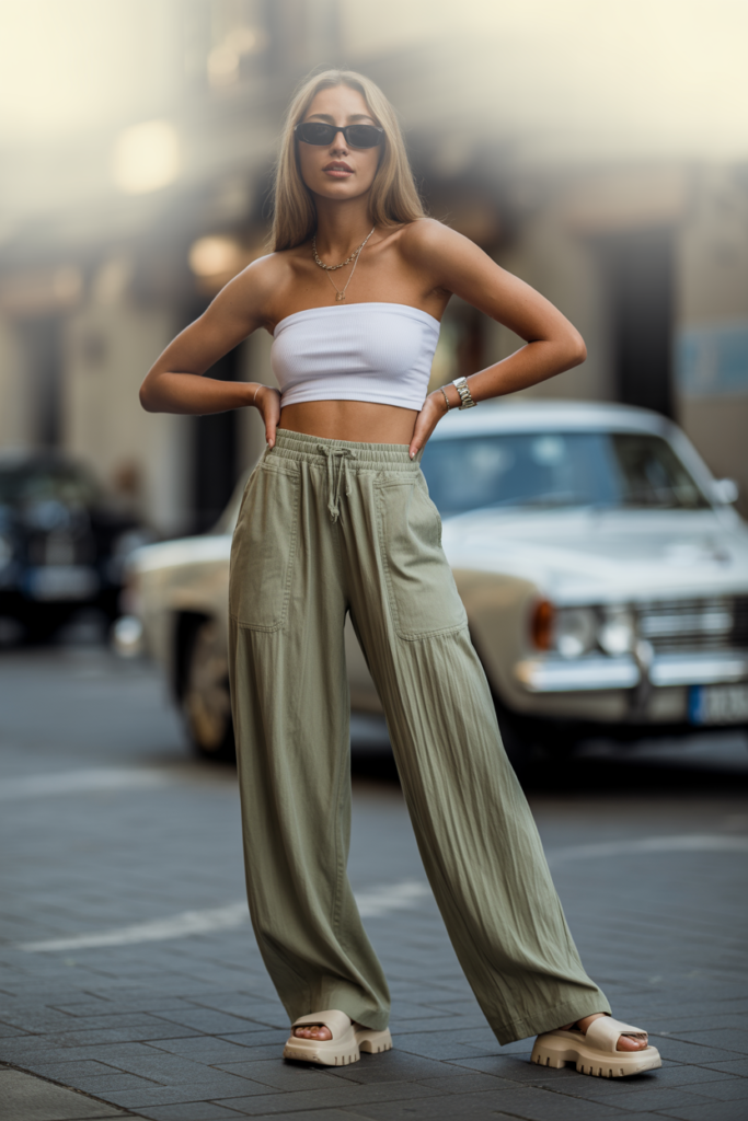 Tube Top + Wide-Leg Joggers