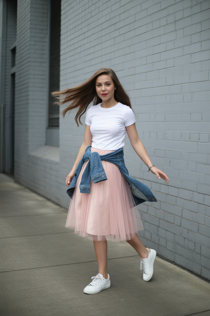 Tulle Skirt + Fitted Tee + Sneakers
