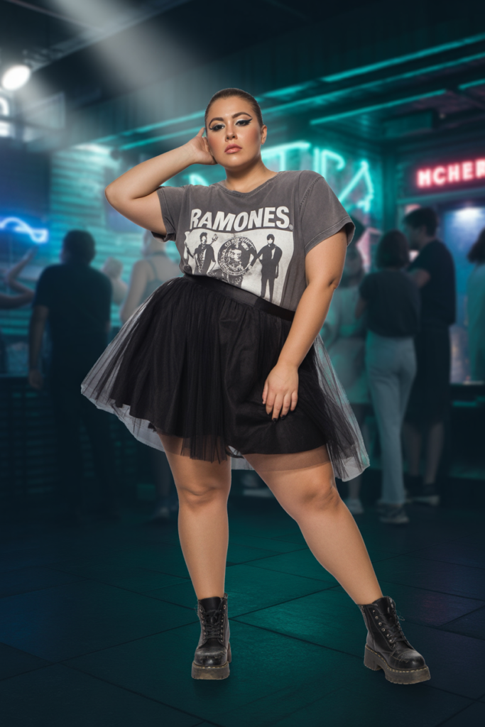 Tulle Skirt + Graphic Tee + Combat Boots