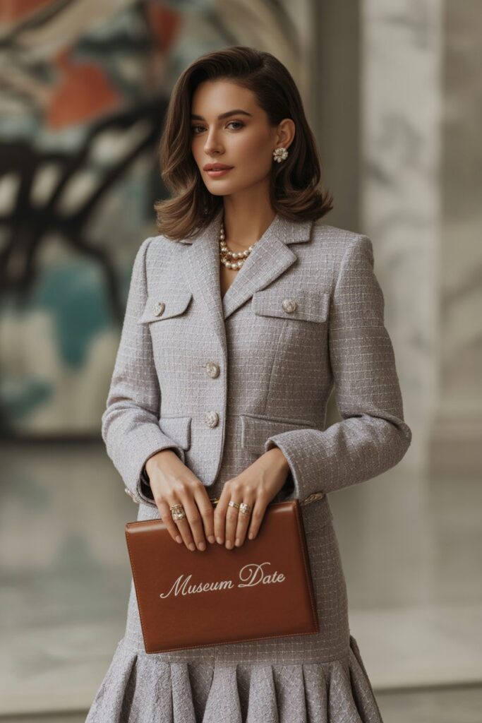 Tweed Skirt Suit + Classic Loafers For A Museum Date