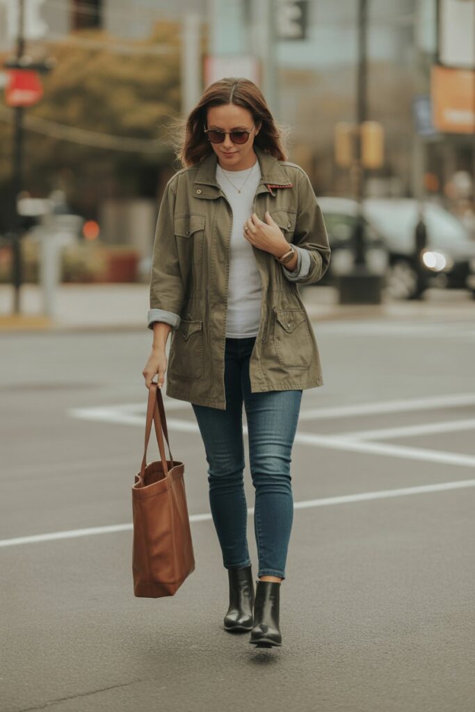 Utility Jacket with Skinny Jeans