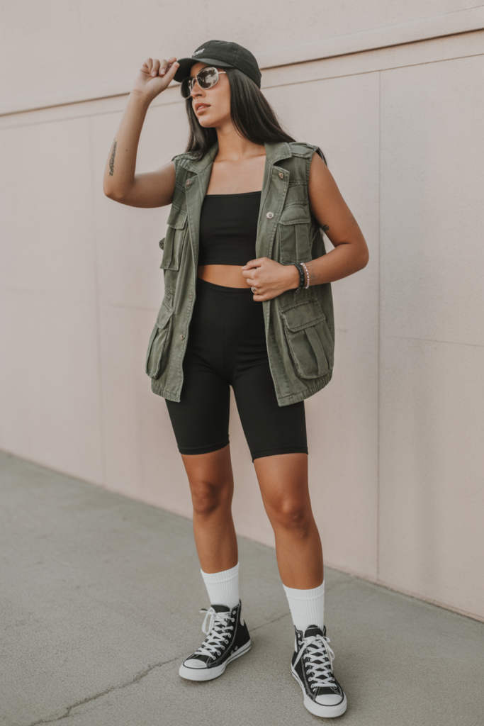 Utility Vest + Bike Shorts + Tube Top