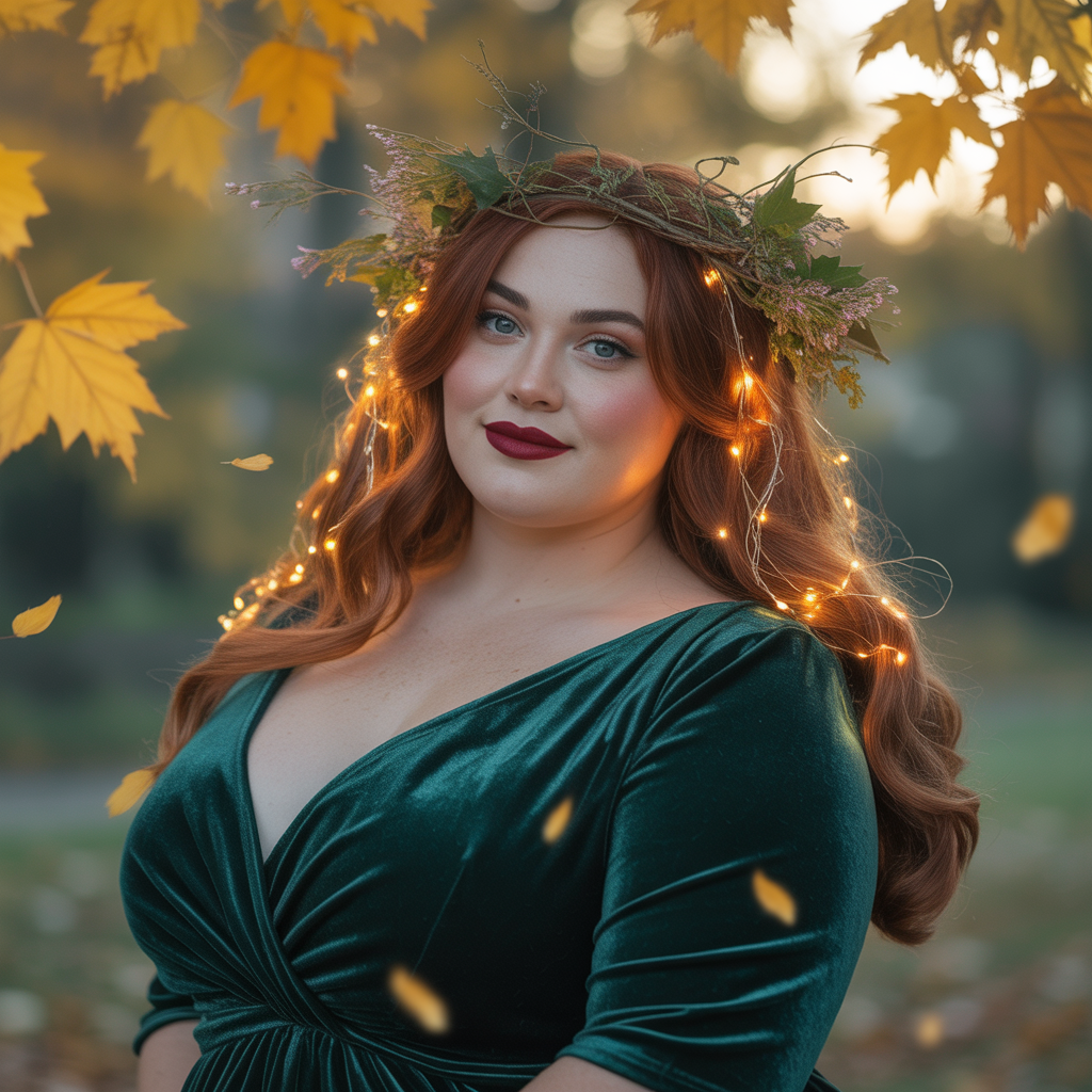 Velvet Dress + Crown Of Vines For Autumn Fairy Aesthetic