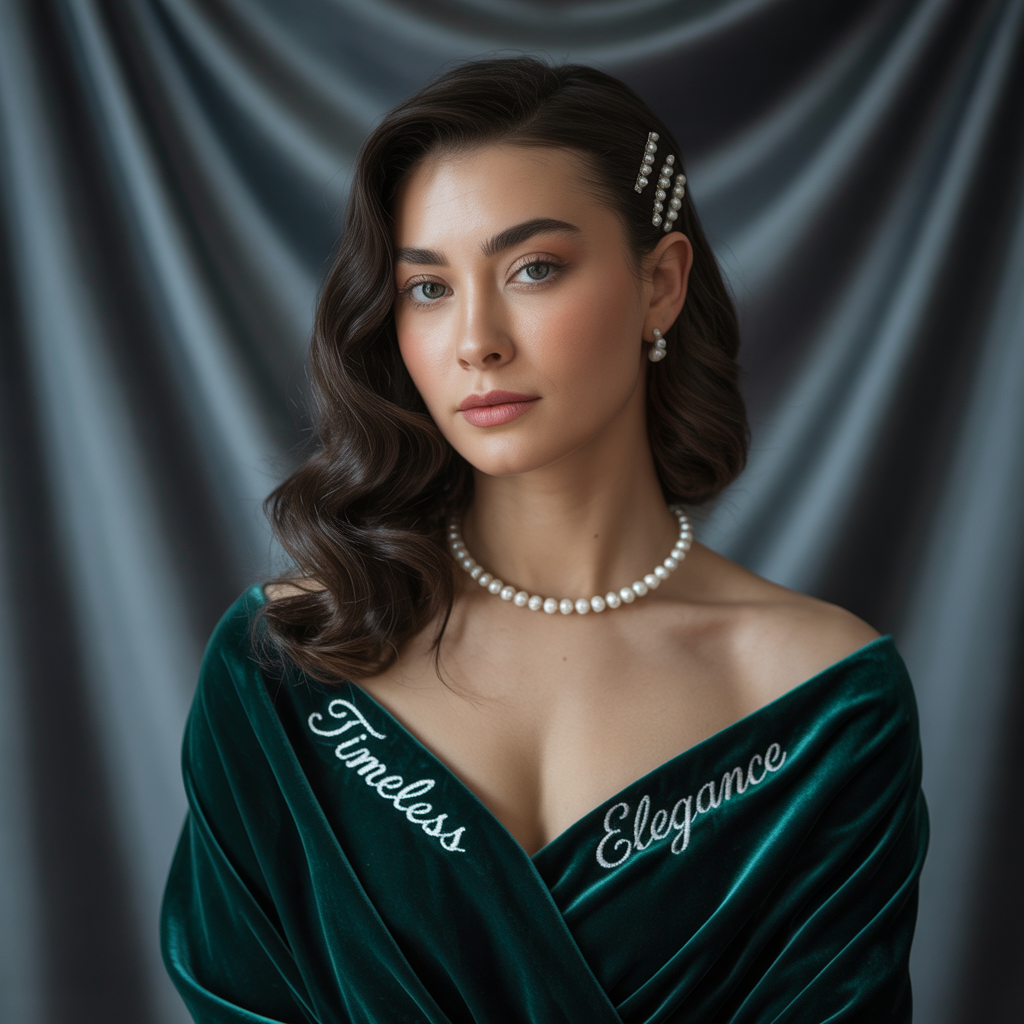 Velvet Gown + Pearl Accessories