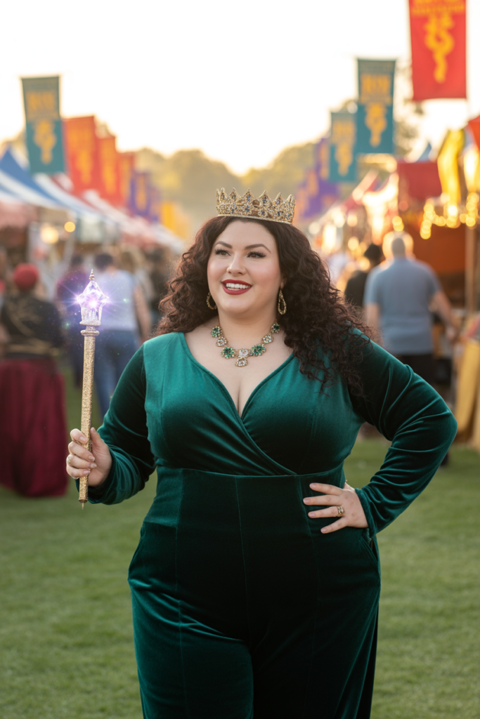 Velvet Jumpsuit + Jeweled Crown + Wand Prop