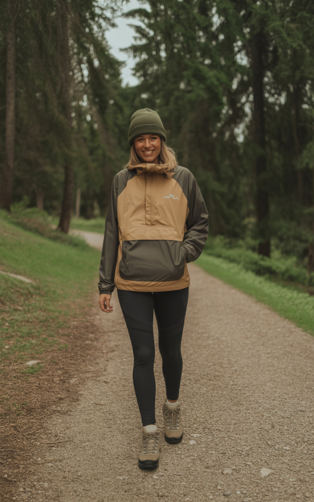 Windbreaker Jacket + Leggings + Hiking Boots