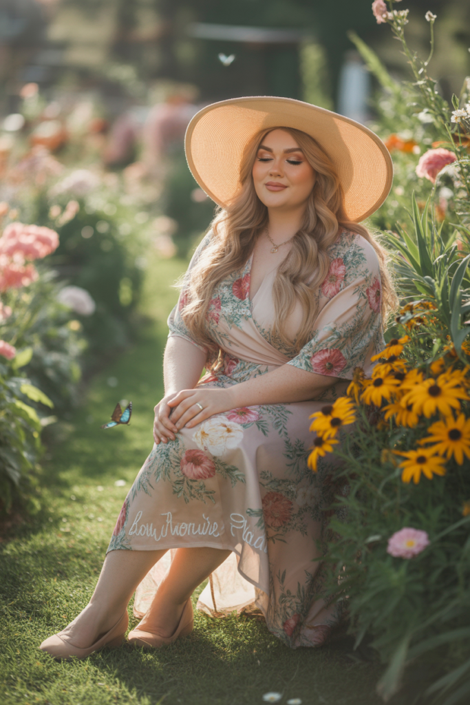 Wrap Dress + Sun Hat + Glow Makeup For A Garden Fairy
