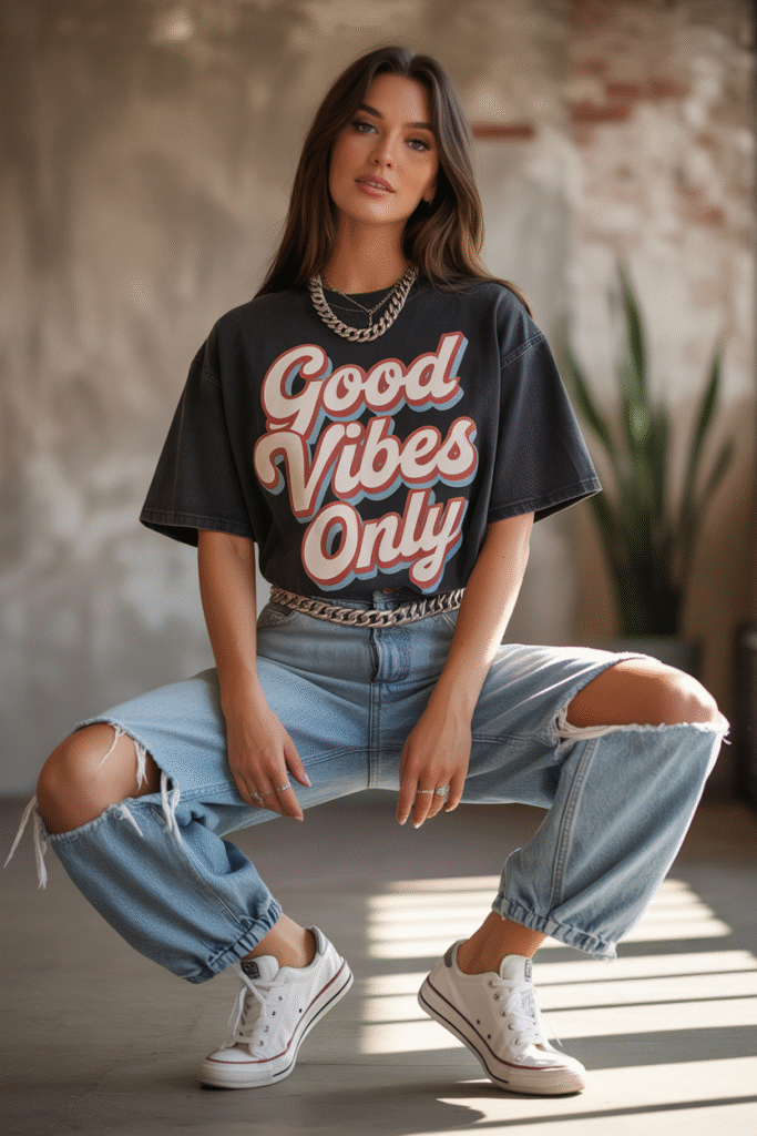 Graphic Tee and Baggy Jeans