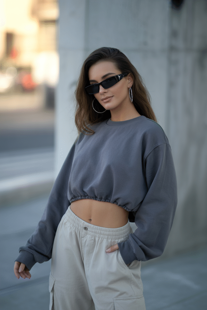 Cropped Sweatshirt and Cargo Pants