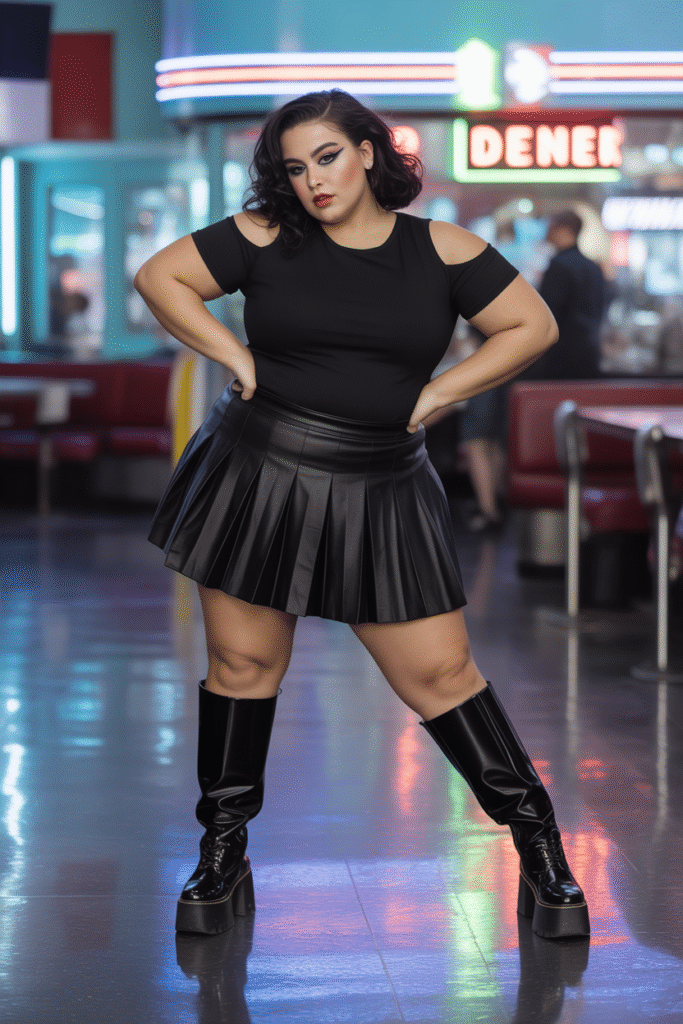Cold Shoulder Top With Pleated Skirt