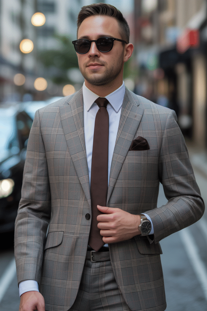 Checked Suit with Minimal Accessories