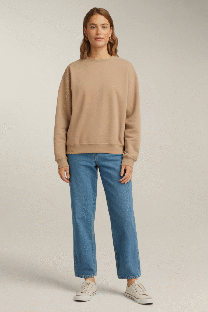 Crewneck Sweatshirt with Straight-Leg Jeans