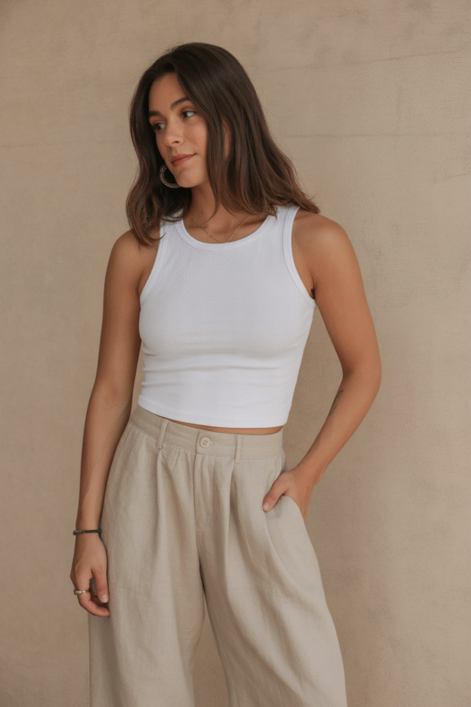Tank Top Paired with Linen Pants