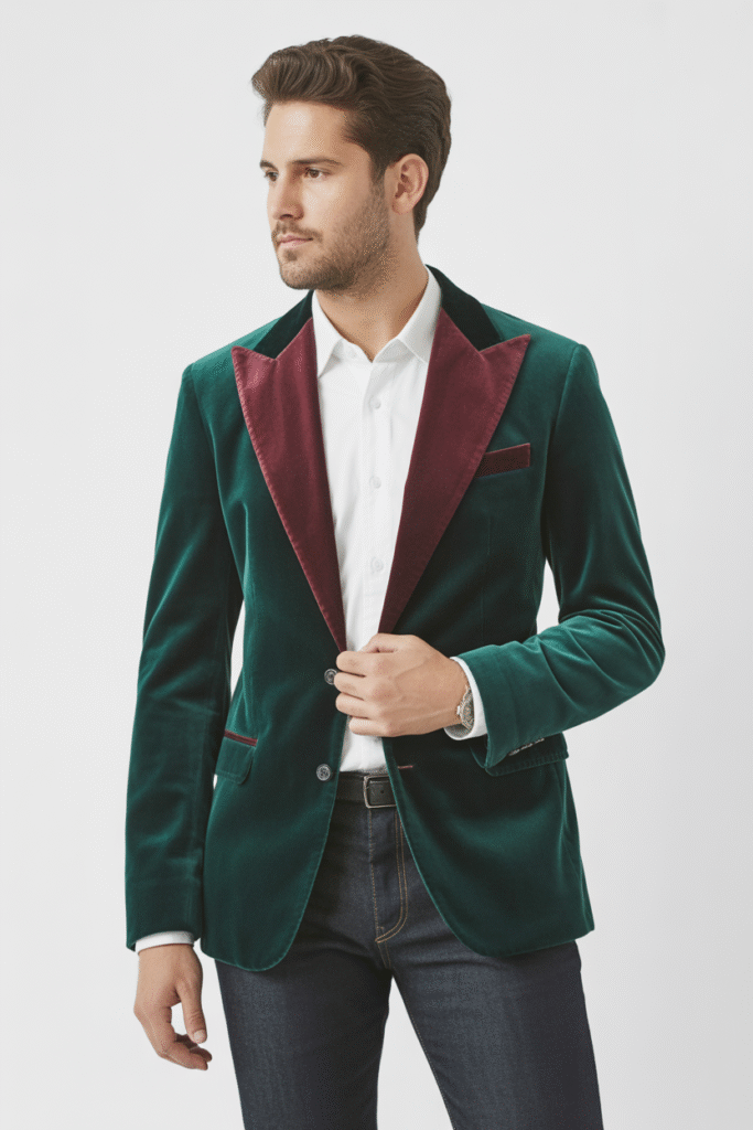 Velvet Blazer with Dark Denim