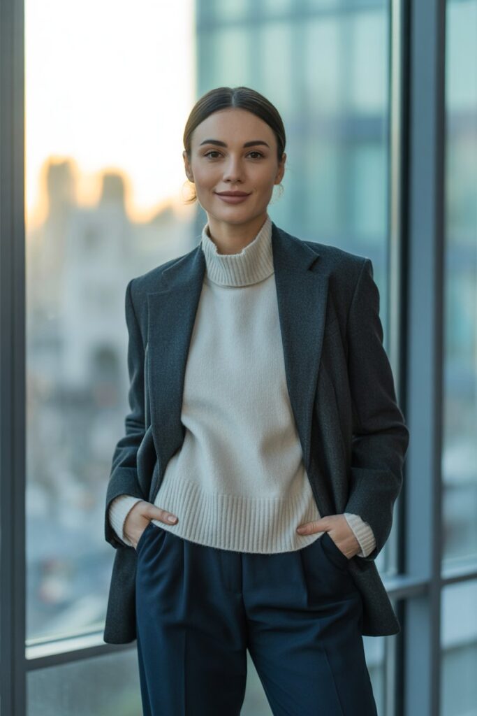 Blazer + Cashmere Sweater