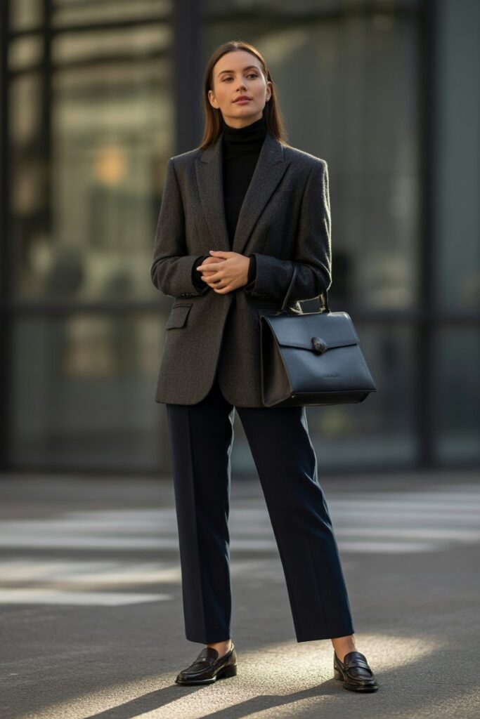Blazer + Turtleneck + Trousers