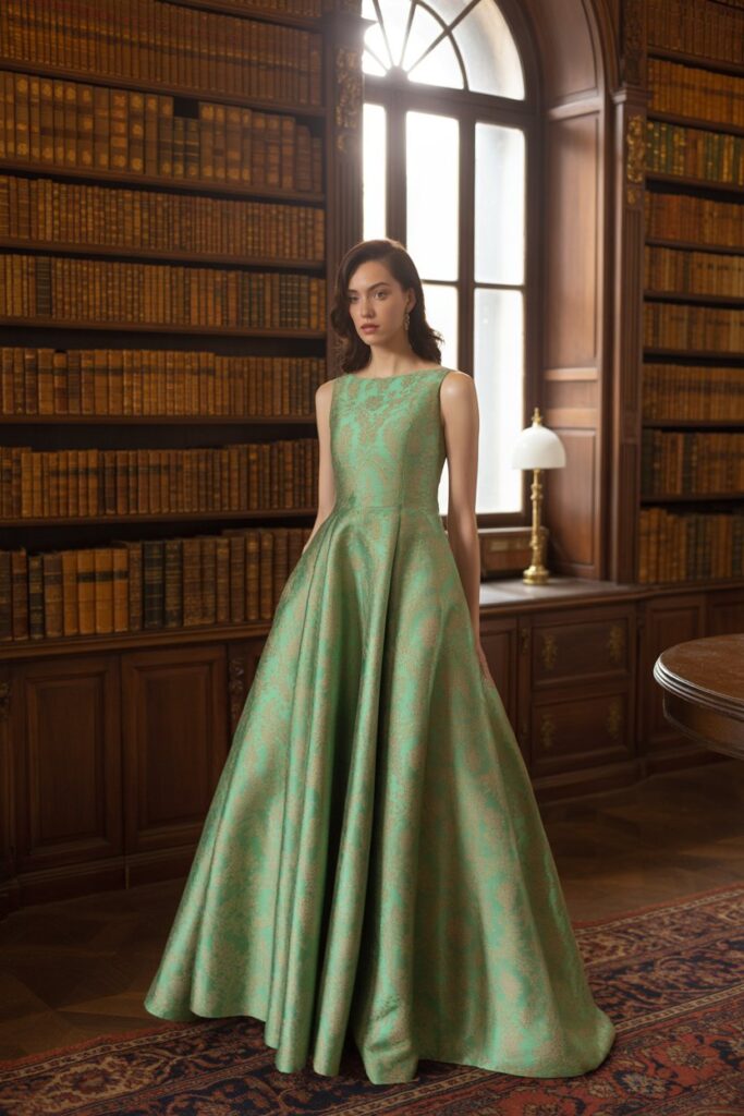 Brocade A-Line Gown
