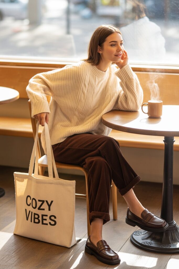 Chunky Knit Sweater + Corduroy Pants