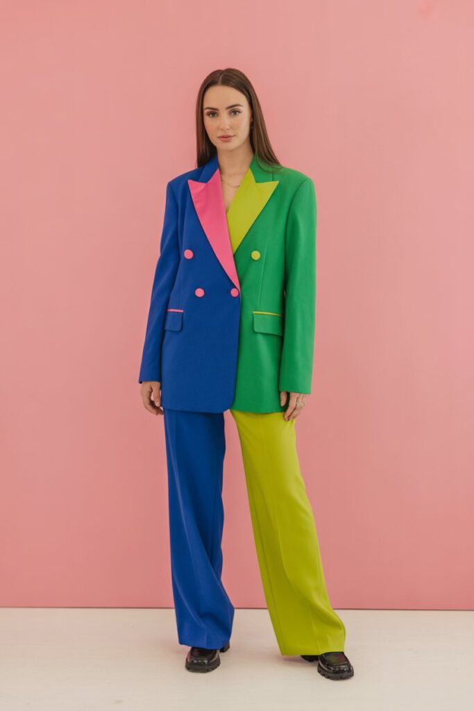 Color-Blocked Power Suit