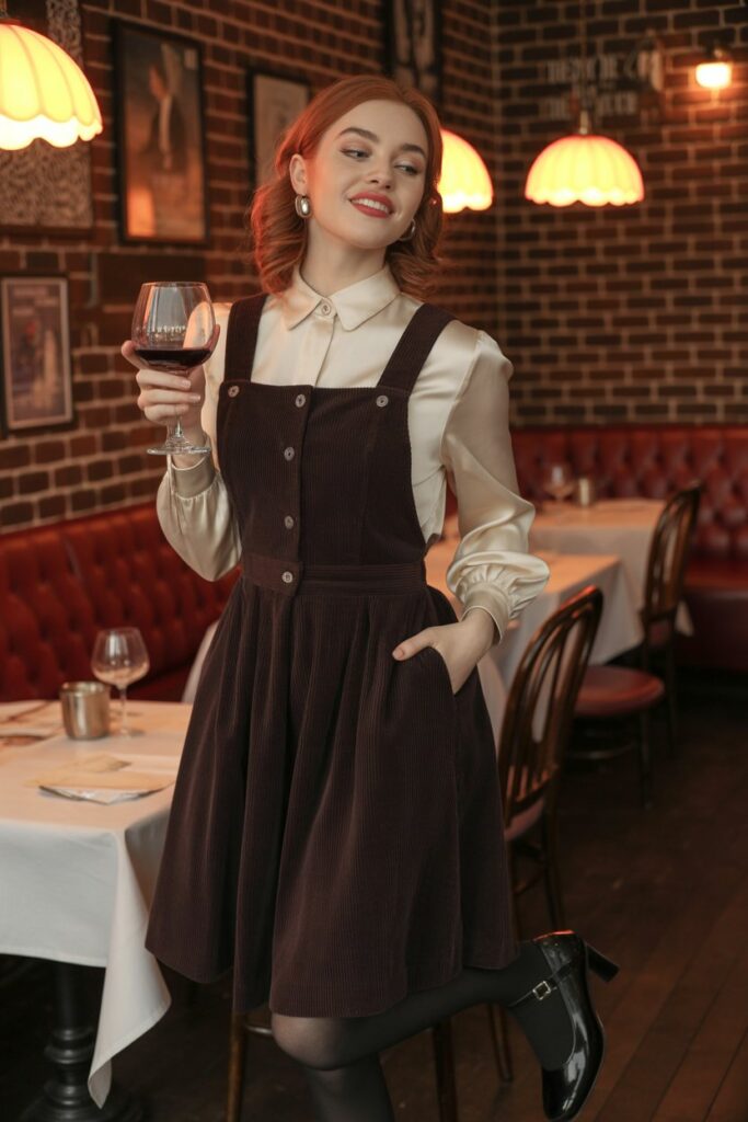 Corduroy Dress + Layered Blouse