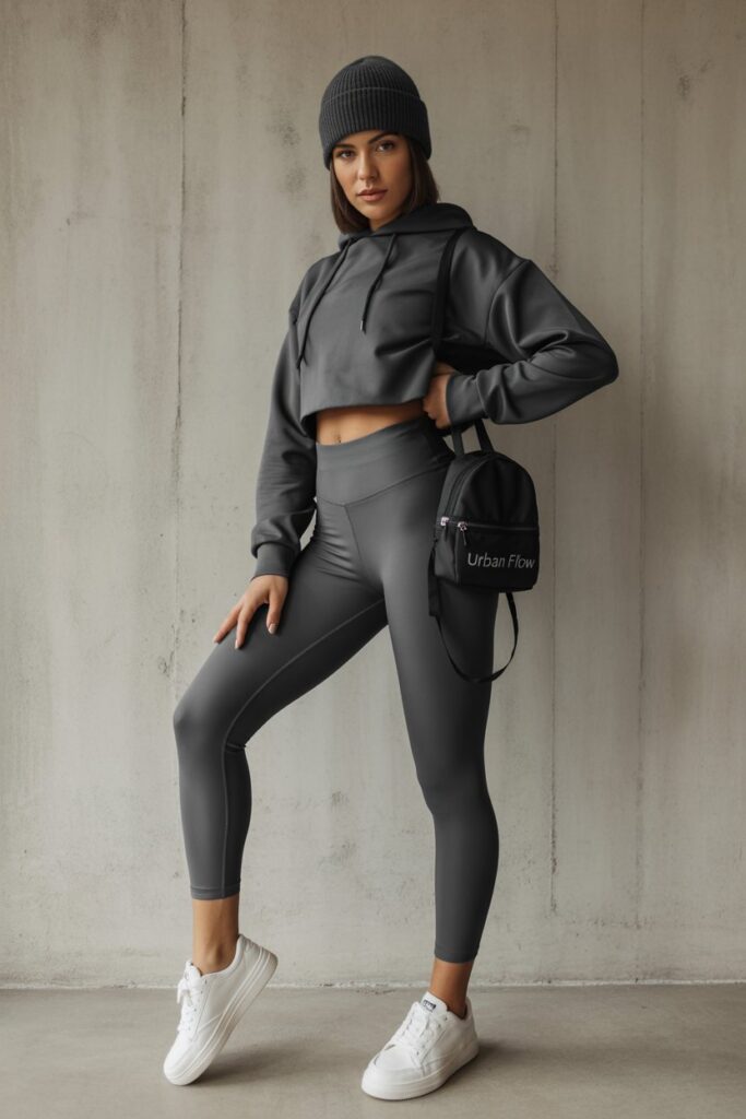 Cropped Hoodie + Matching Leggings + Beanie