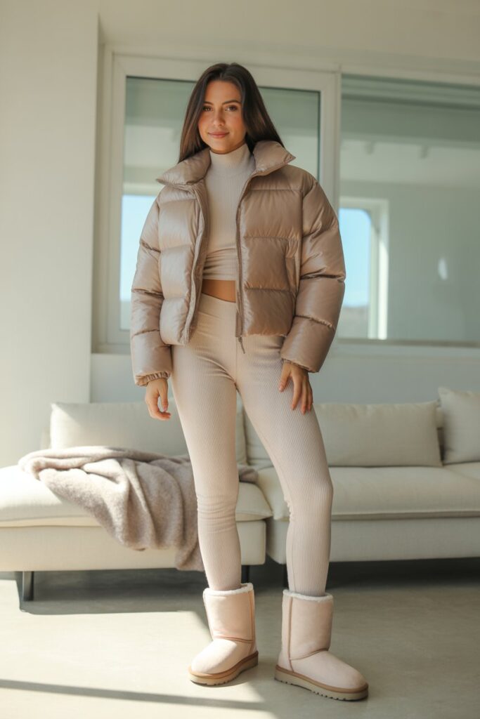 Cropped Puffer + Thermal Set + Uggs