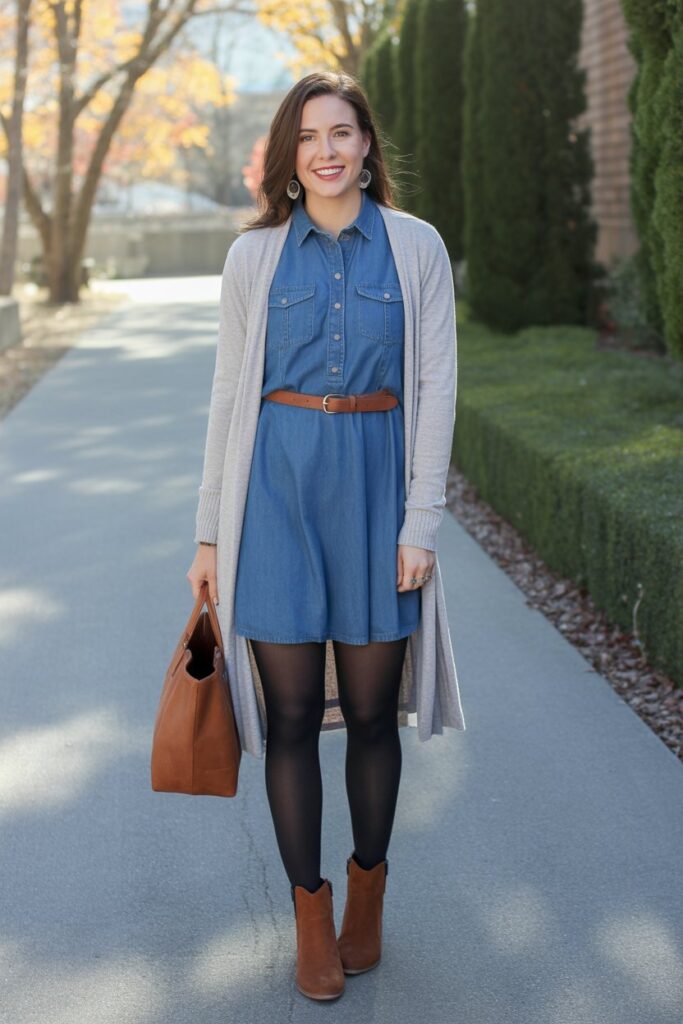 Denim Dress + Ankle Boots