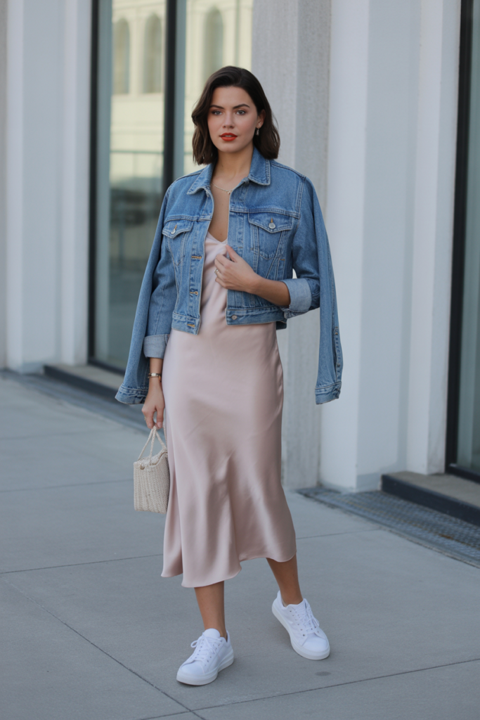 Denim Jacket + Slip Dress Combo