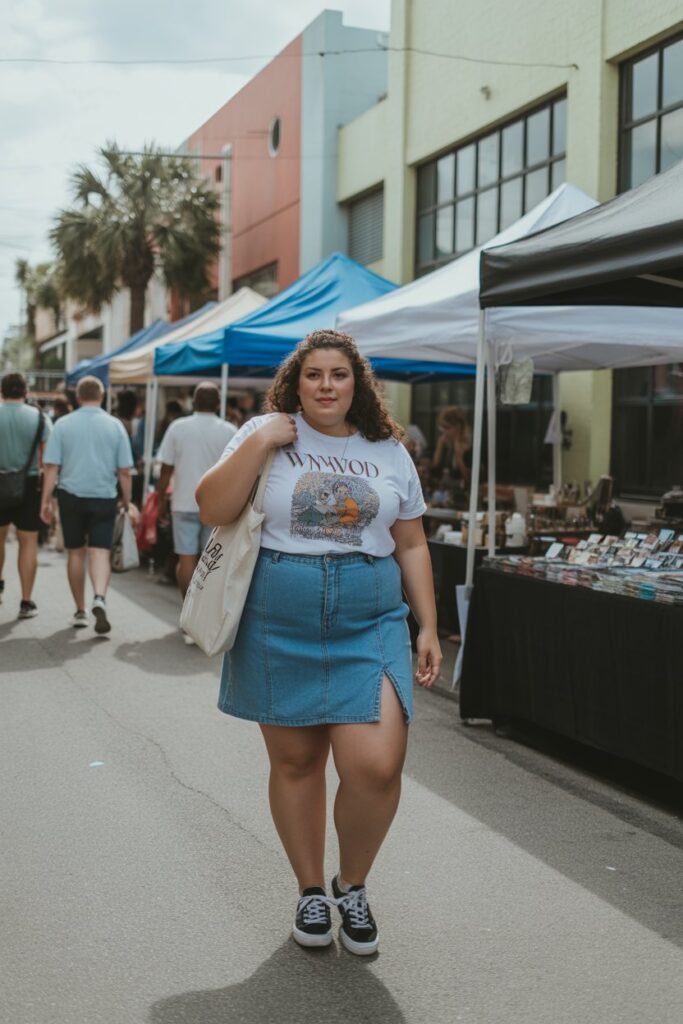 Denim Skirt + Graphic Tee for Wynwood Market
