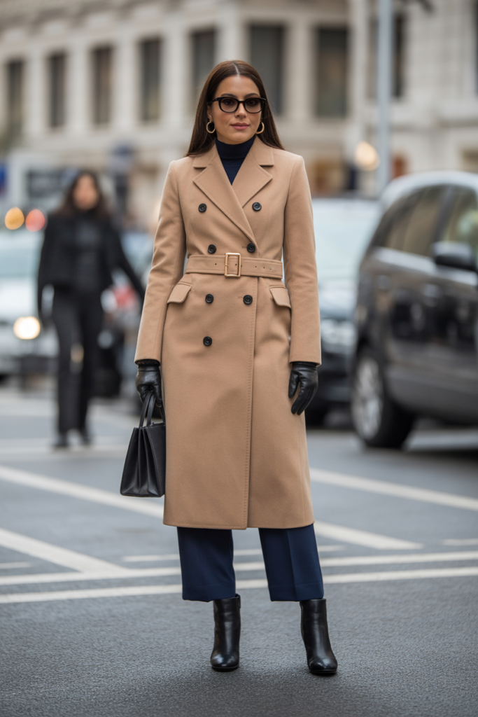 Double-Breasted Coat + Wide Belt