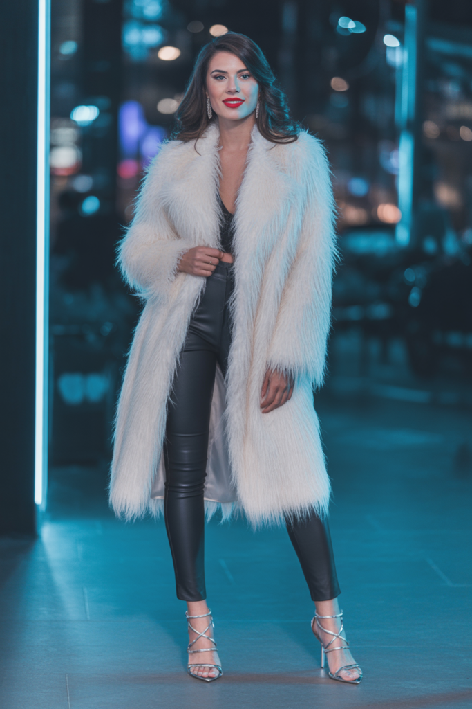 Faux Fur Coat + Leather Pants For Luxe Club Nights