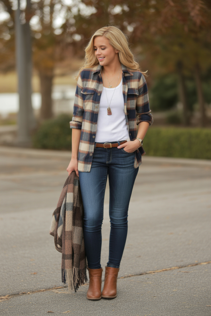 Flannel Shirt + Skinny Jeans