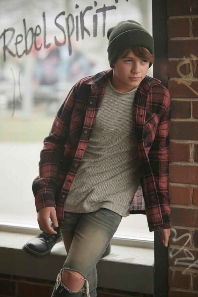 Flannel Shirt + Thermal Tee + Ripped Jeans