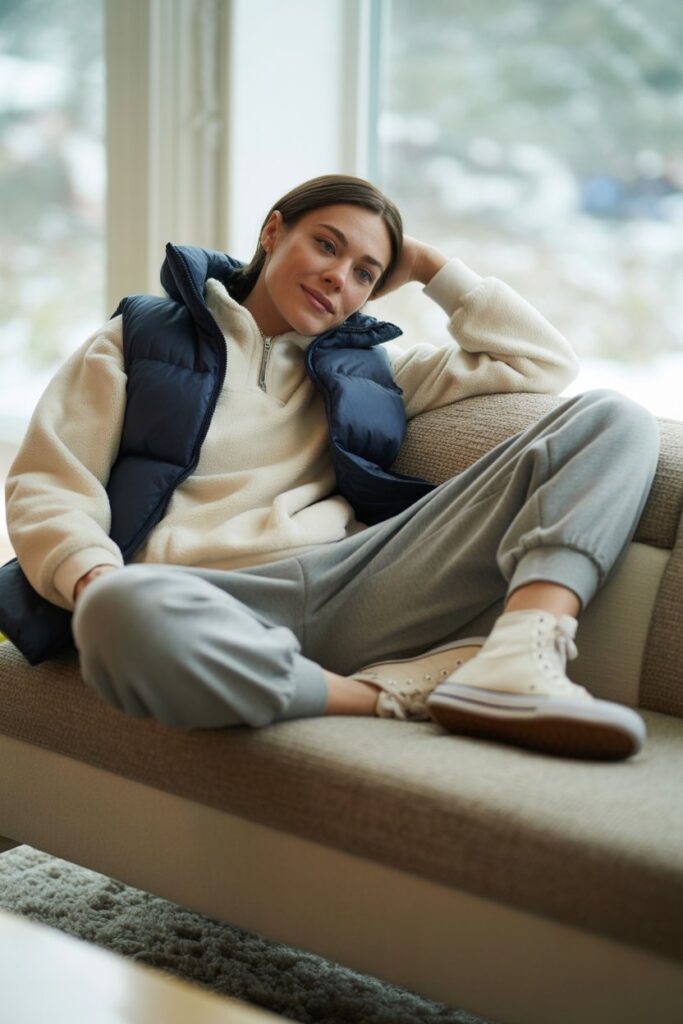 Fleece Pullover + Puffer Vest + Joggers