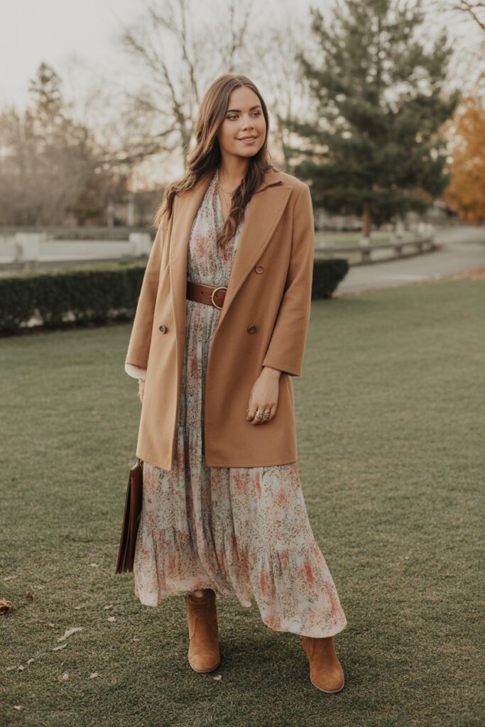 Flowy Maxi Dress + Belted Coat