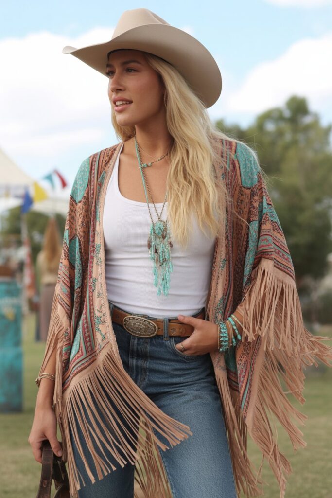 Fringe Kimono + Jeans