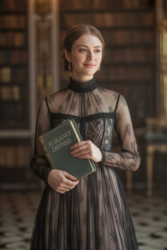 High-Neck Lace Dress