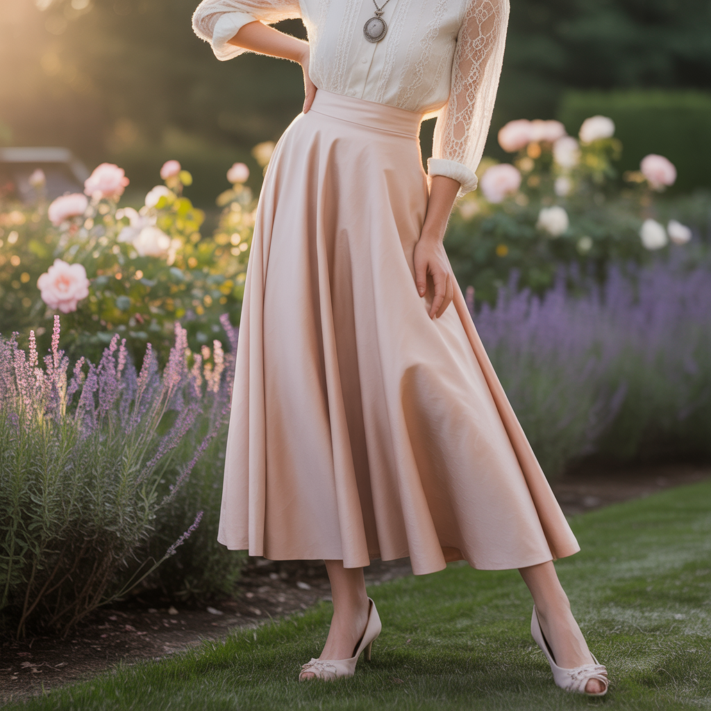 High-Waisted Skirt with a Lace Top