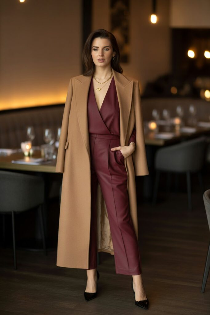 Jumpsuit + Long Wool Coat