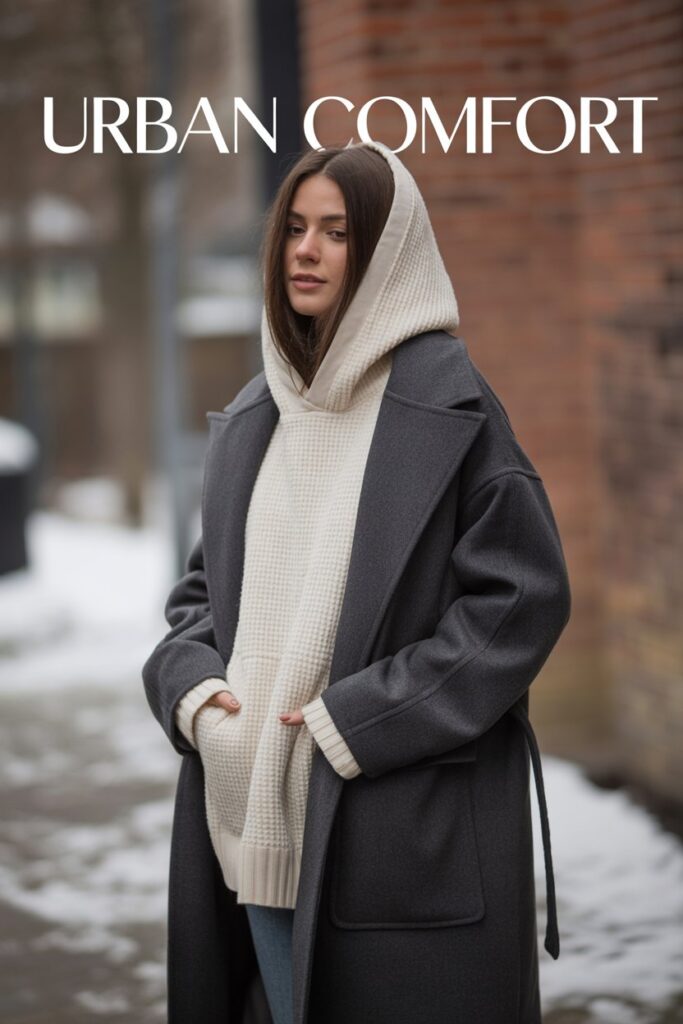 Knit Hoodie + Oversized Coat