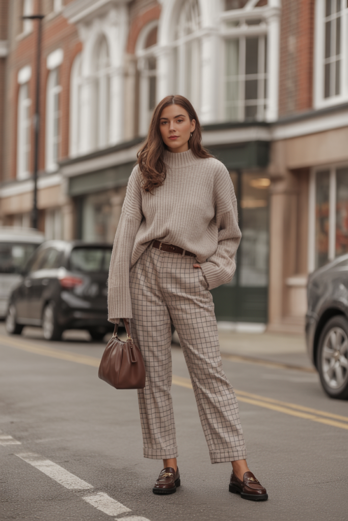 Knit Sweater + Plaid Trousers