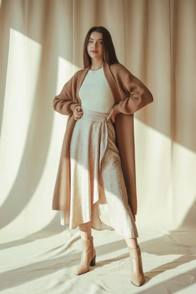 Knit Top + Midi Wrap Skirt