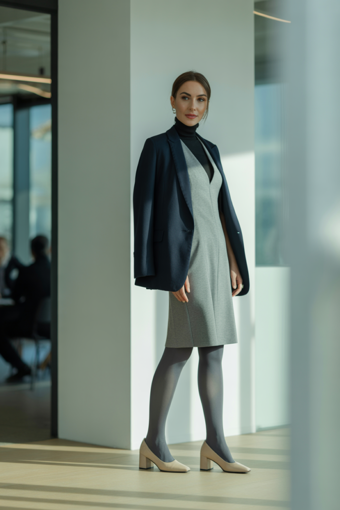 Layered Turtleneck + Sleeveless Dress