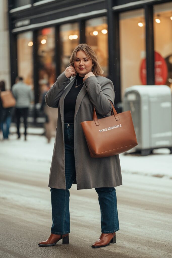 Longline Blazer + Turtleneck + Jeans