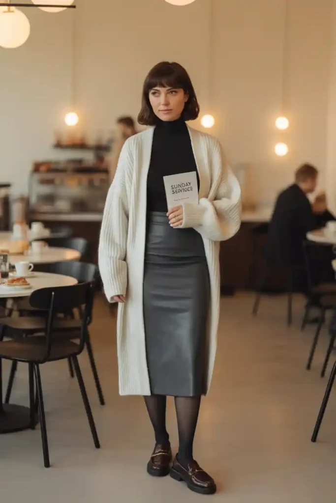 Longline Cardigan + Midi Pencil Skirt