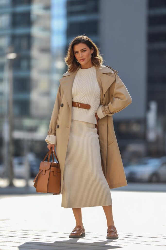 Matching Knit Set + Trench Coat For Elevated Comfort