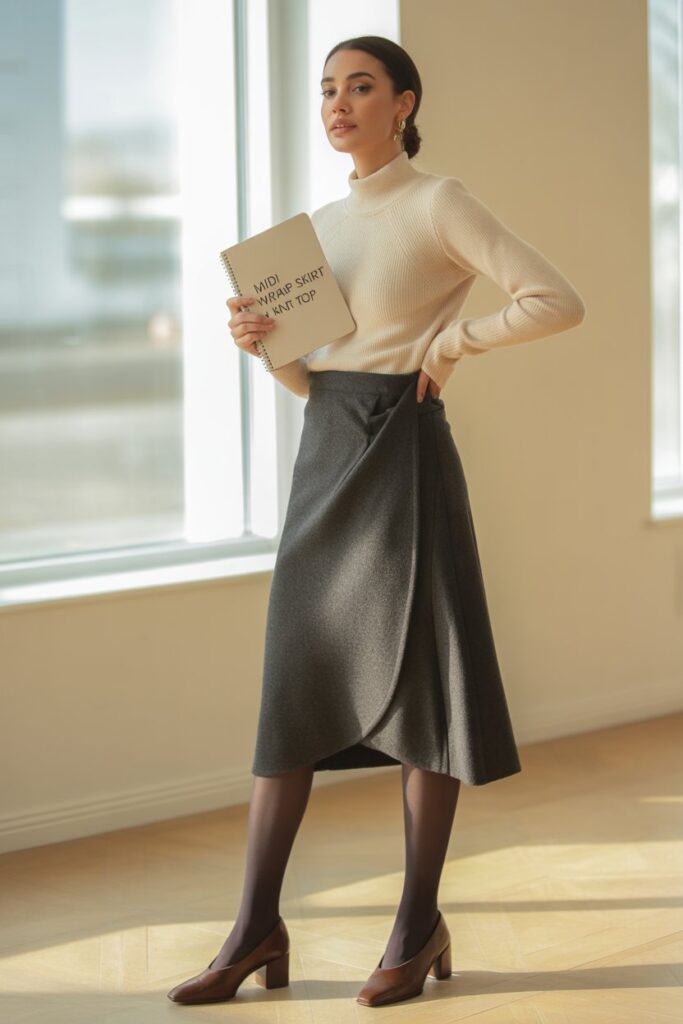 Midi Wrap Skirt + Knit Top